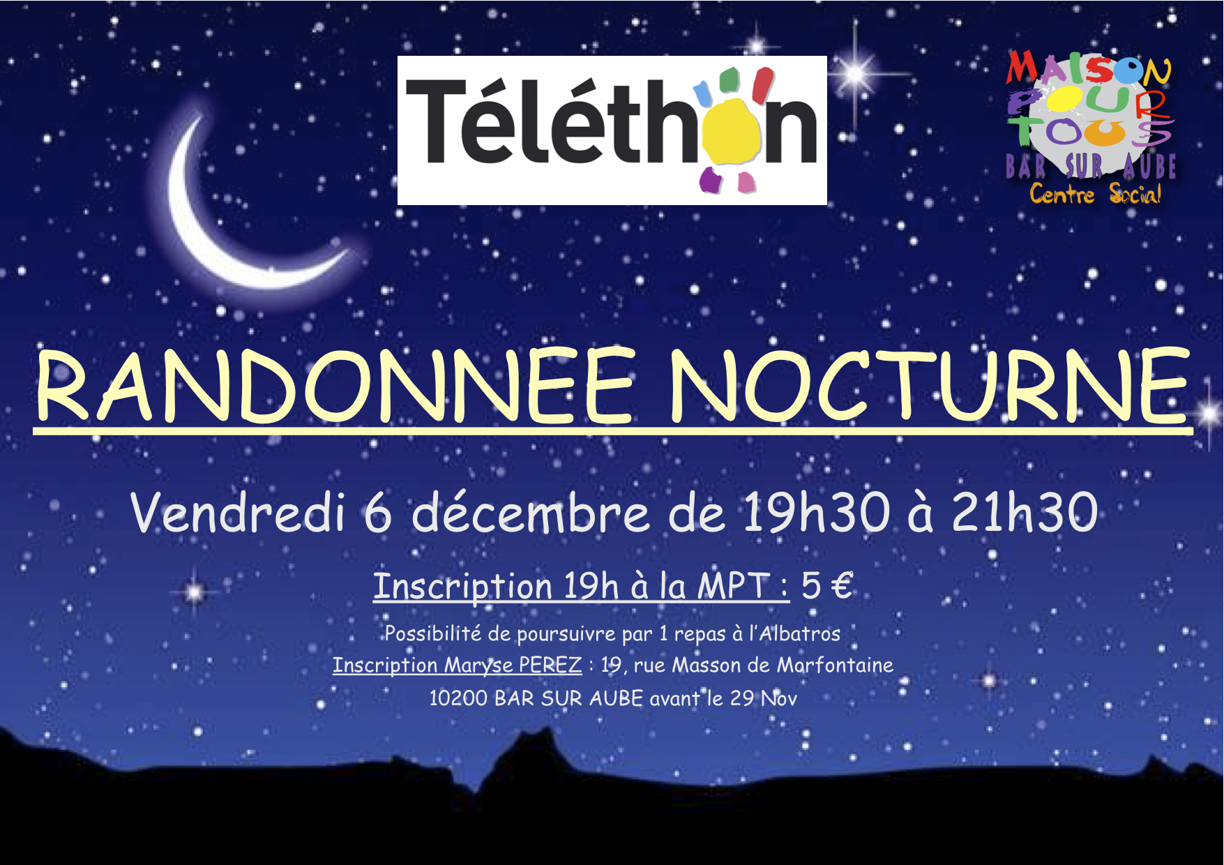 Vendredi 6 décembre : Téléthon 2013 Randonnée Nocturne