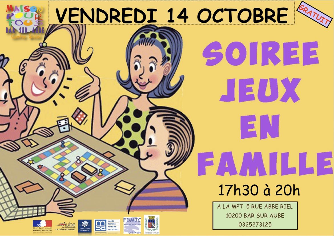 [Ateliers Familles] Soirée jeux en famille le Vendredi 14 Octobre !