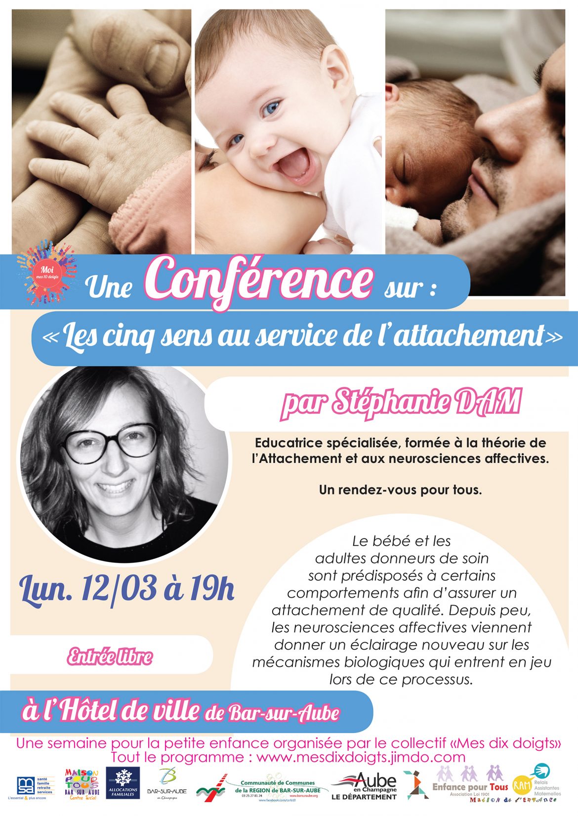 Conférence de Stéphanie DAM & inauguration de la Semaine Petite Enfance – Lundi 12 mars 2018 à 18h30 (mairie Bar-sur-Aube)