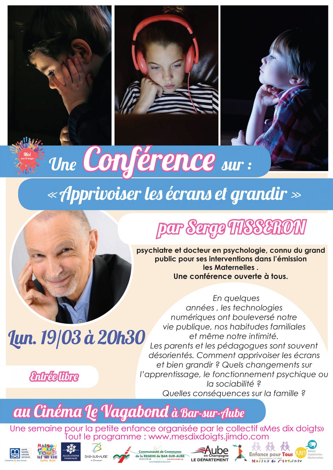 Conférence de Serge Tisseron « Apprivoiser les écrans et grandir » – Lundi 19 mars 2018 à 20h30 (cinéma Le Vagabond)