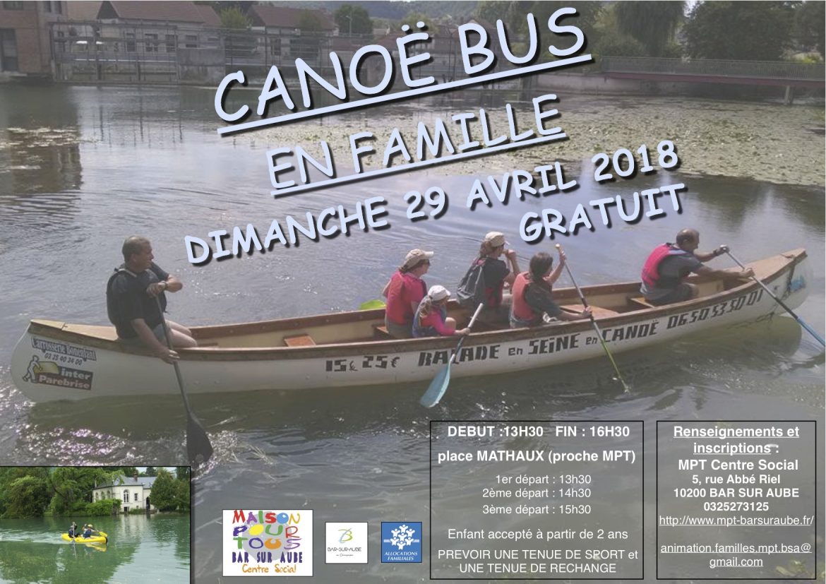 sortie familles en canoë bus