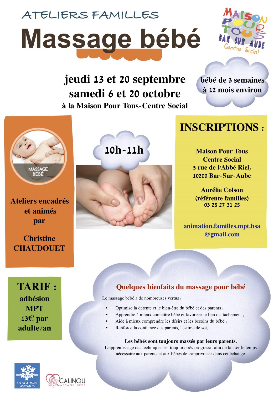 ateliers familles « MASSAGE BEBE »