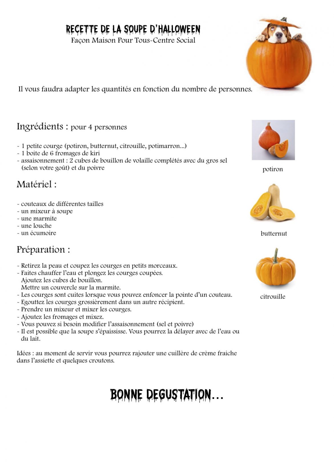 recette de soupe d&rsquo;Halloween