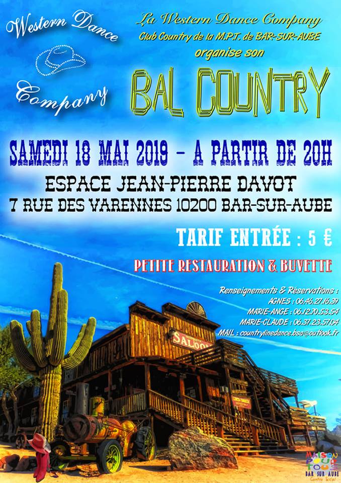 Bal Country à l’Espace Davot ce samedi 18 mai 2019 à partir de 20h !