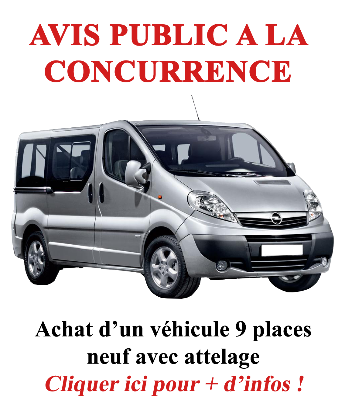 AVIS PUBLIC A LA CONCURRENCE – Achat d’un véhicule 9 places