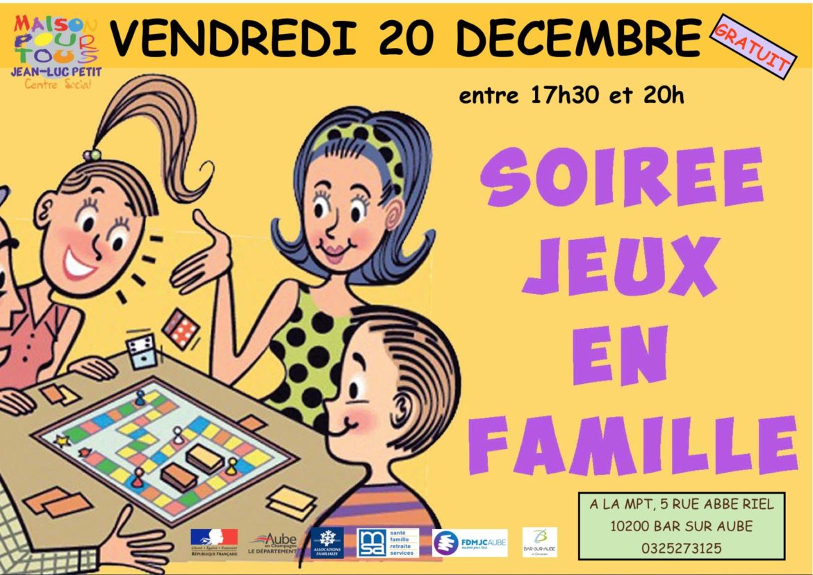 Soirée jeux en famille – Vendredi 20/12 entre 17h30 et 20h