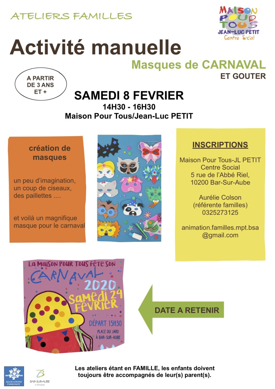 Ateliers familles, création de masques