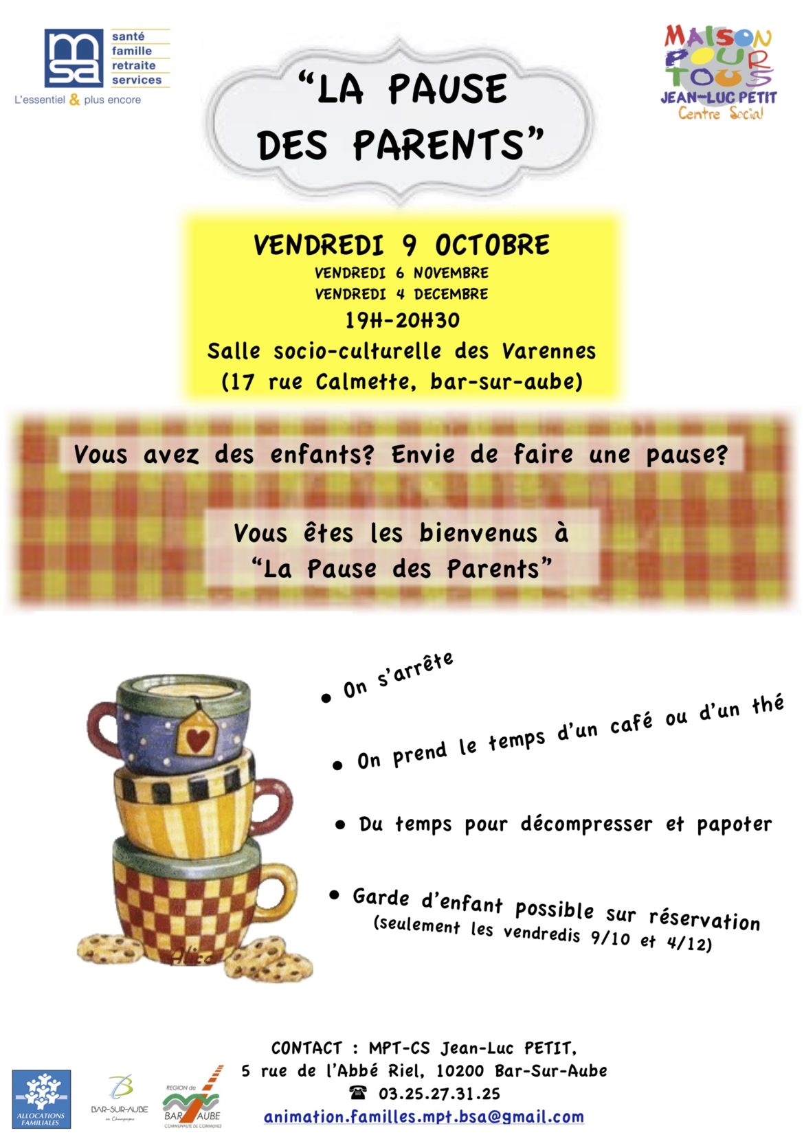 atelier familles « LA PAUSE PARENTS DES PARENTS »