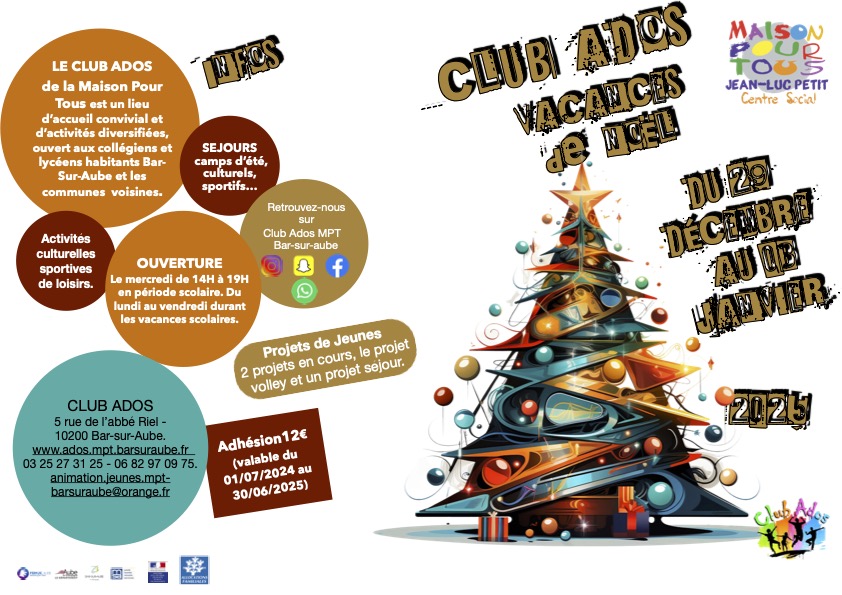 Programme club ados des vacances de Noël