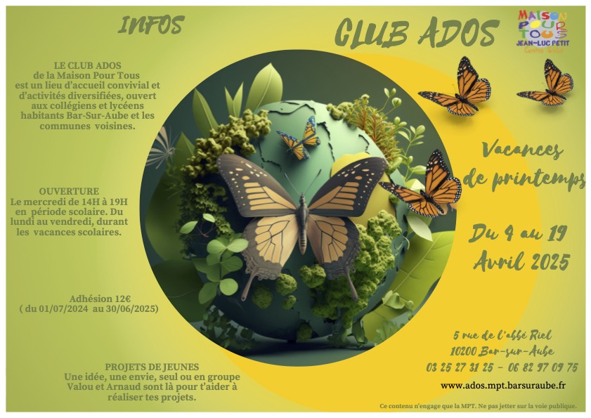 Le programme ados des vacances d’Avril